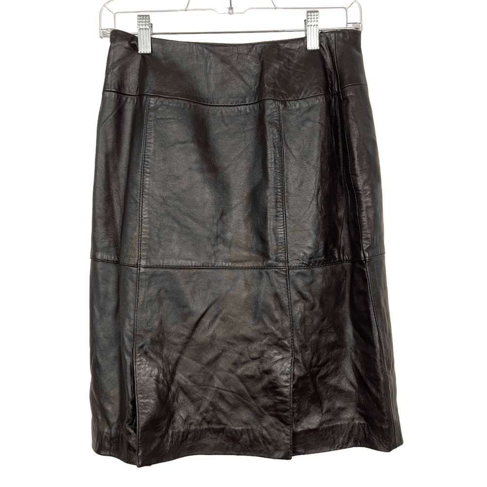 Jaclyn Smith Brown 100% Leather Pencil Skirt Small